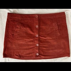 Burnt orange, corduroy skirt
